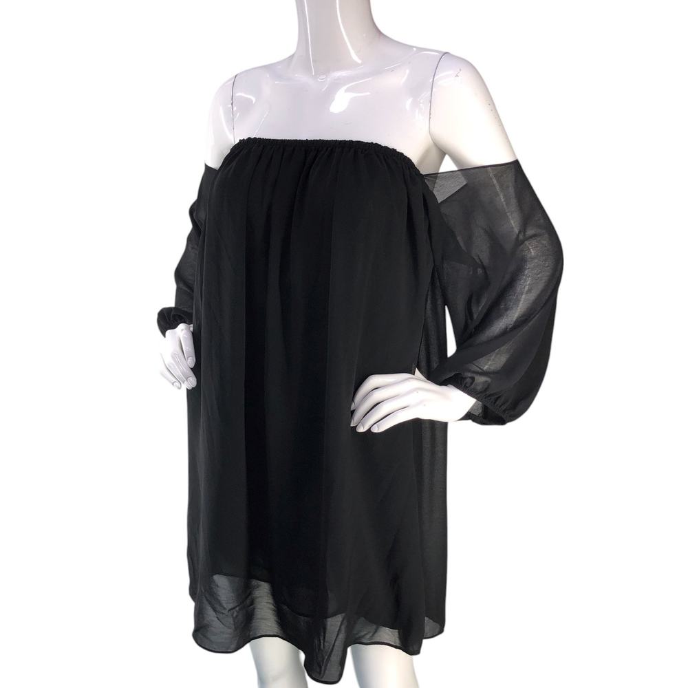 T Bags Los Angeles Womens Size S Dress Chiffon Off The Shoulder Black USA Made